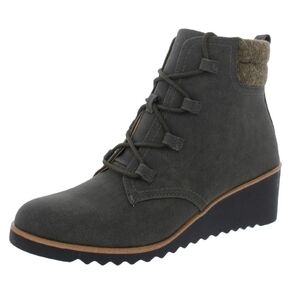LifeStride Womens Zone Lace Up Ankle Zipper Wedge Bootie 7.5 Olive Green